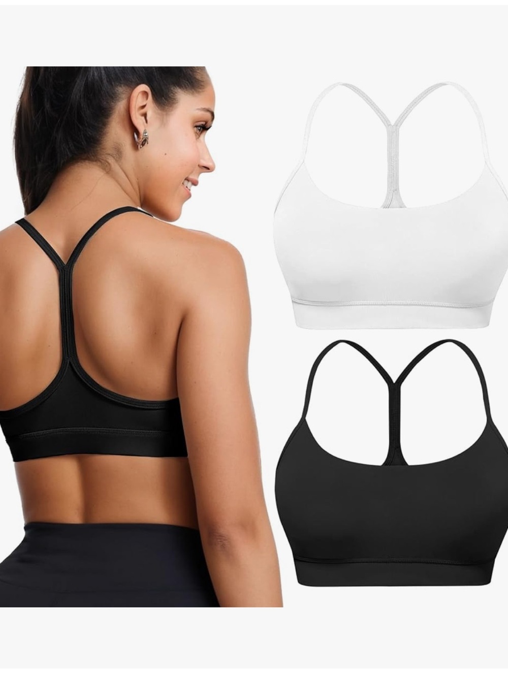 Women's XL Everyday Sports Bra - Black & White 2 Pack